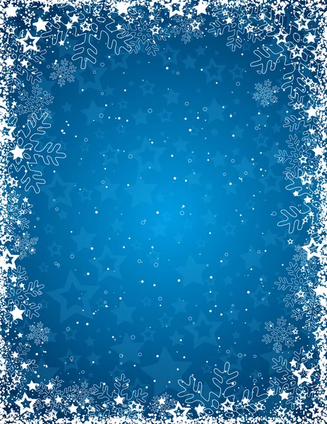 Fundo azul com quadro de flocos de neve, vetor — Vetor de Stock