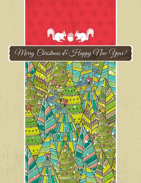 Christmas background with christmas trees, vector — Stock Vector