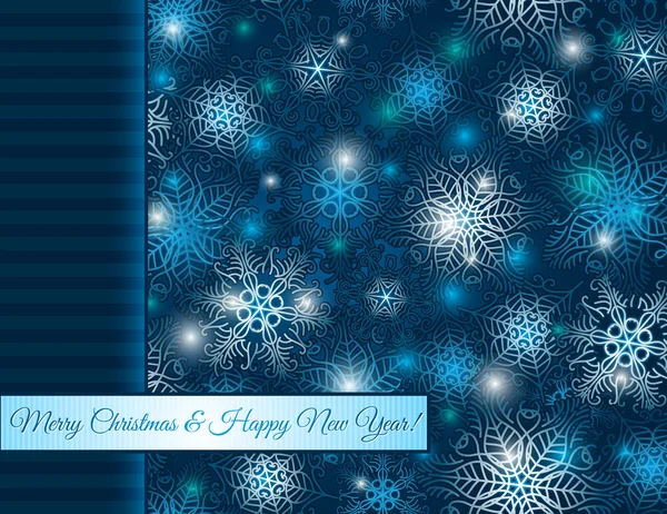 Fond bleu de Noël avec flocons de neige, vecteur — Image vectorielle