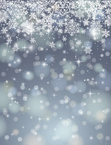 Fond gris avec flocons de neige, vecteur — Image vectorielle