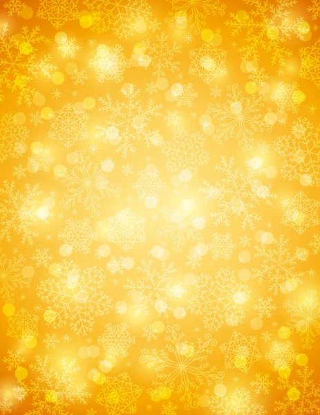 Goldener Hintergrund mit Schneeflocken, Vektorillustration — Stockvektor