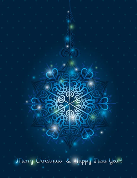 青色の背景に雪の結晶、ベクトル — ストックベクタ