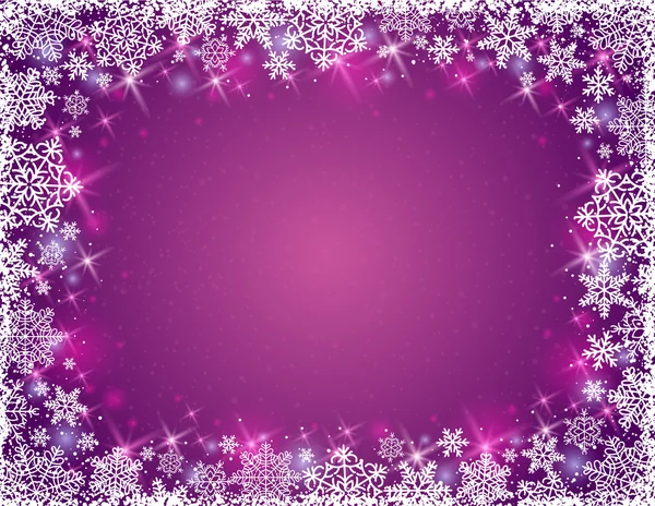 Purple background with frame of snowflakes, vector — Stock Vector