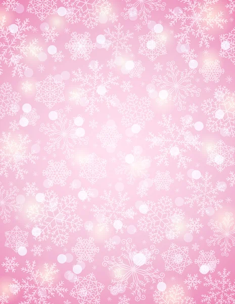 Fondo rosa con copos de nieve, ilustración vectorial — Archivo Imágenes Vectoriales