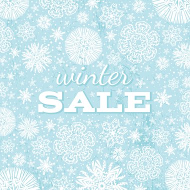 Kar taneleri ve satışı için teklif Noel arka plan mavi v