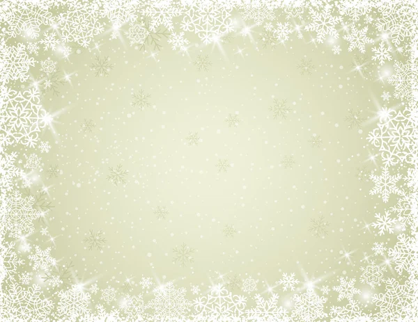 Fondo beige con copos de nieve, vector — Vector de stock