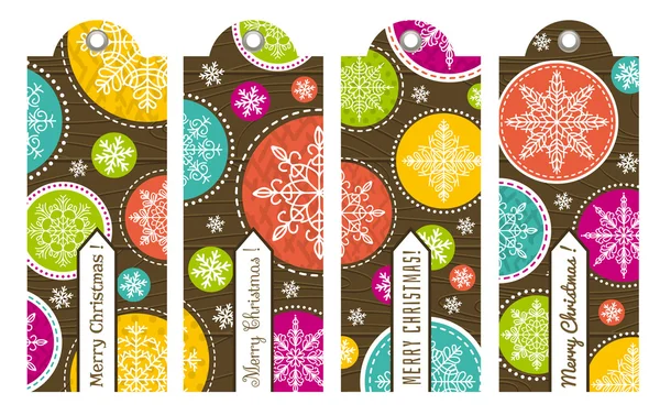 Étiquettes de Noël vintage avec texte, illustration vectorielle — Image vectorielle