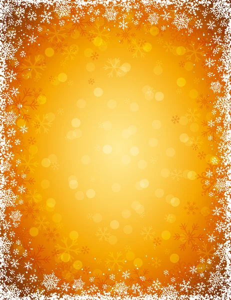 Golden background with  frame of snowflakes, vector — Stock Vector