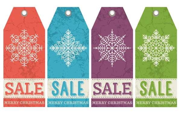Vintage christmas labels with sale offer, vector — Stock Vector