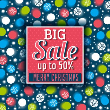 vektör Noel arka plan ve satış teklifi, etiketle