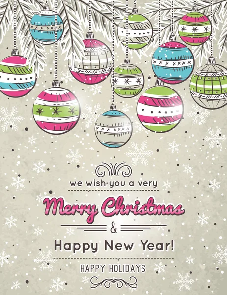 Fond de couleur avec boules de Noël, vecteur — Image vectorielle