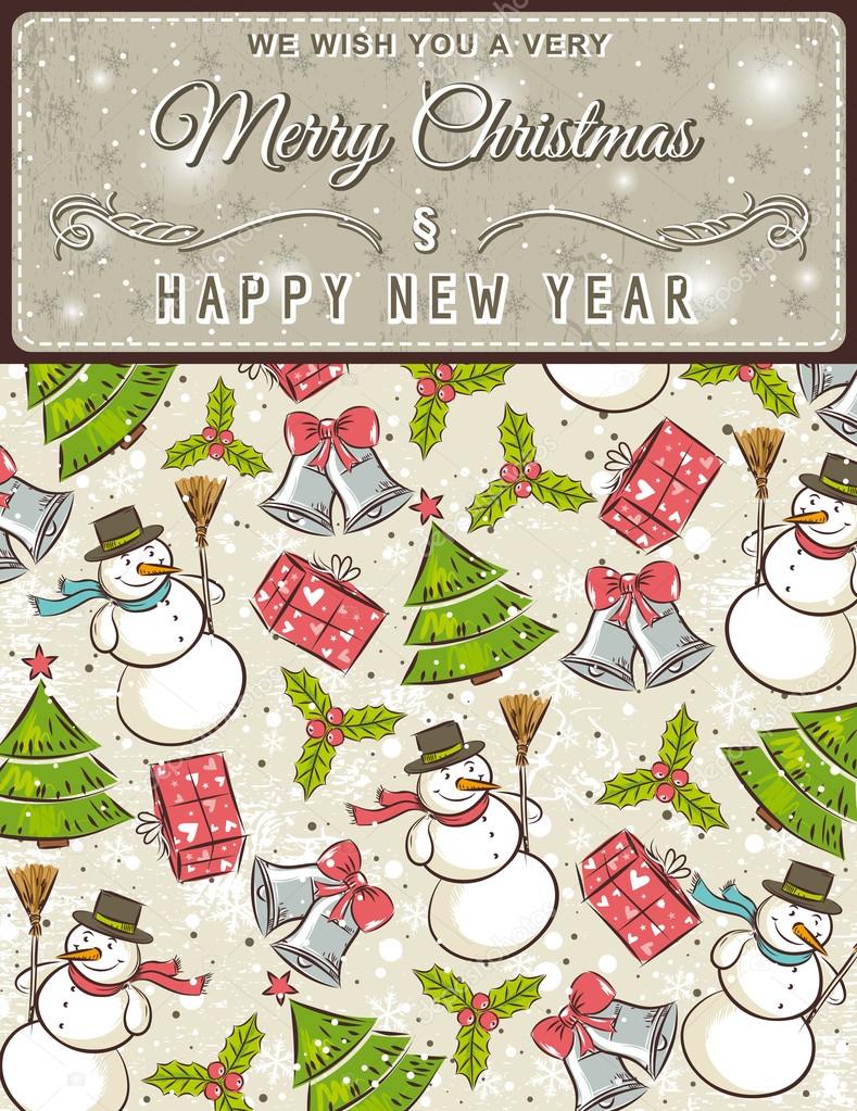 background with christmas elements and label for message,  vecto