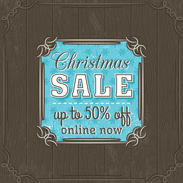 Brown christmas background and  sale offer label, vector — Stock Vector