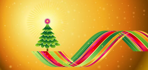 1 本の木、ベクトル イラストのクリスマス カード — ストックベクタ