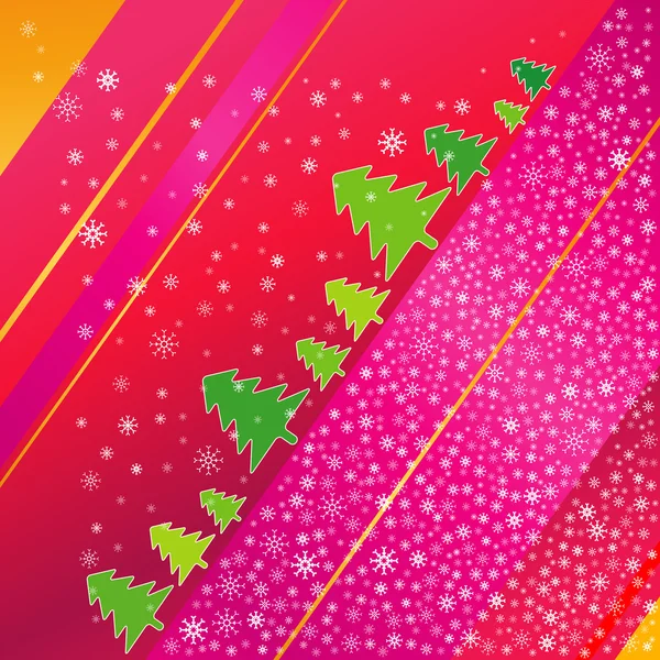 Tarjeta de Navidad con bosque de árbol, ilustración vectorial — Archivo Imágenes Vectoriales