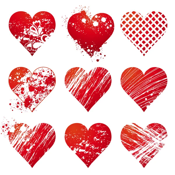 Nine lovely red heart, vector illustration — Stock Vector