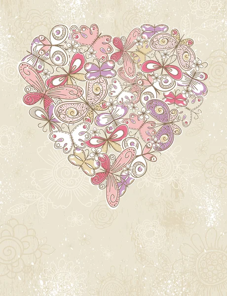 Coeur de valentin de papillons — Image vectorielle