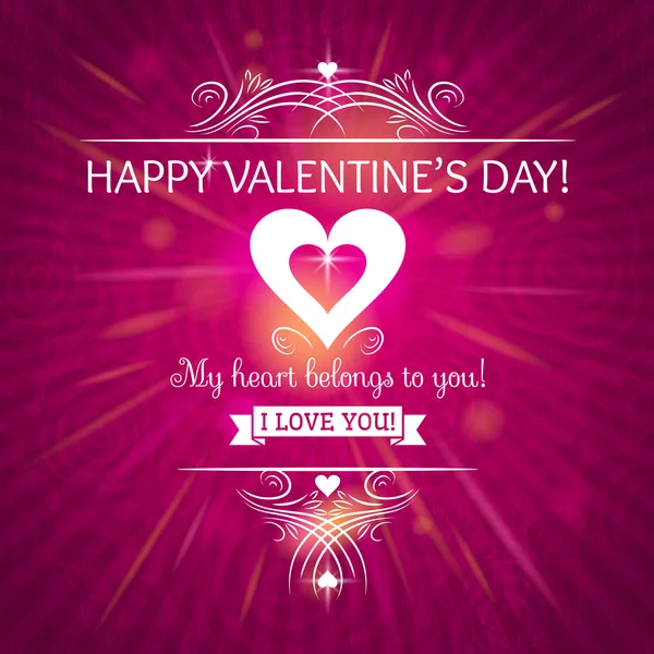 Dia dos Namorados rosa cartão de saudação com corações, vetor — Vetor de Stock