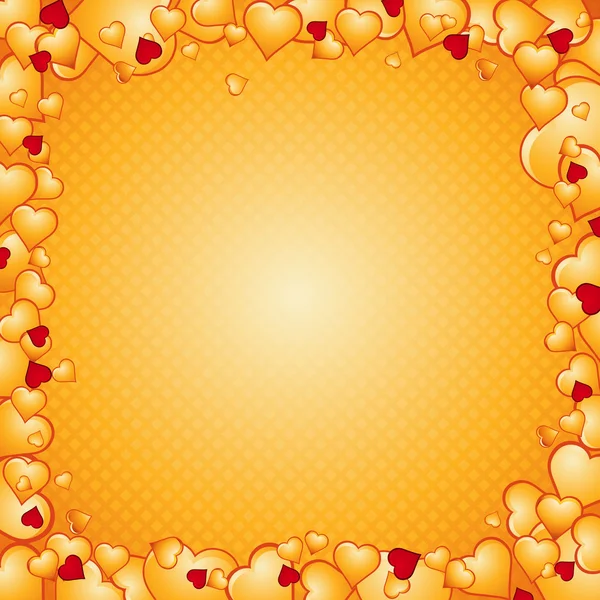 Precioso fondo dorado de corazones, vector — Vector de stock