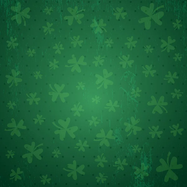 Green background for Patricks day with shamrocks, vector — Stock Vector