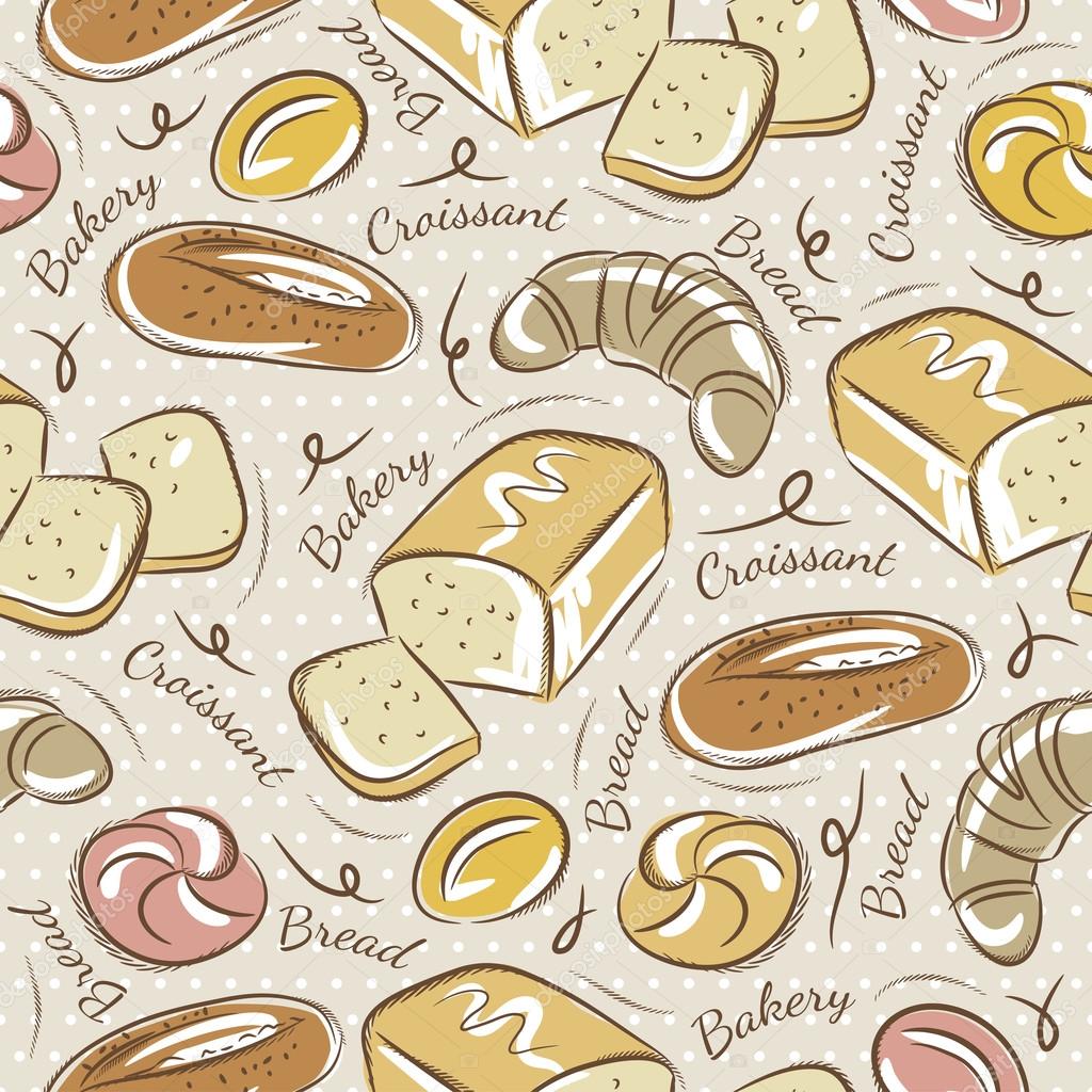 Seamless Patterns with breads 