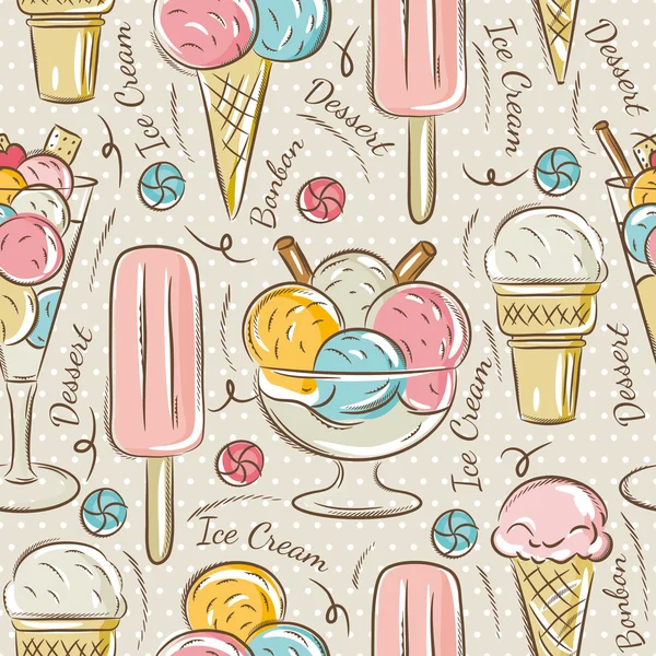 Background with  ice cream and bonbons — Stock Vector