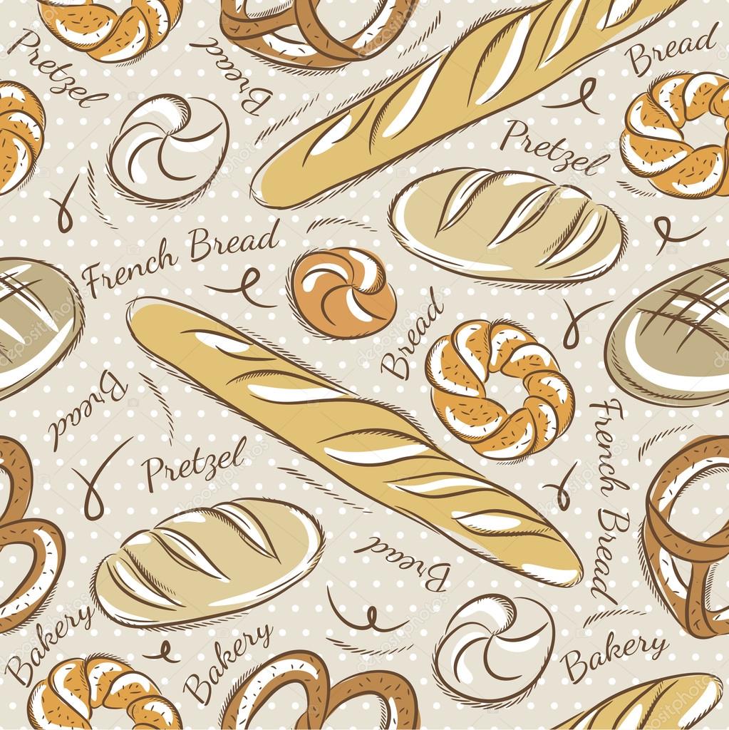Seamless Patterns with breads 