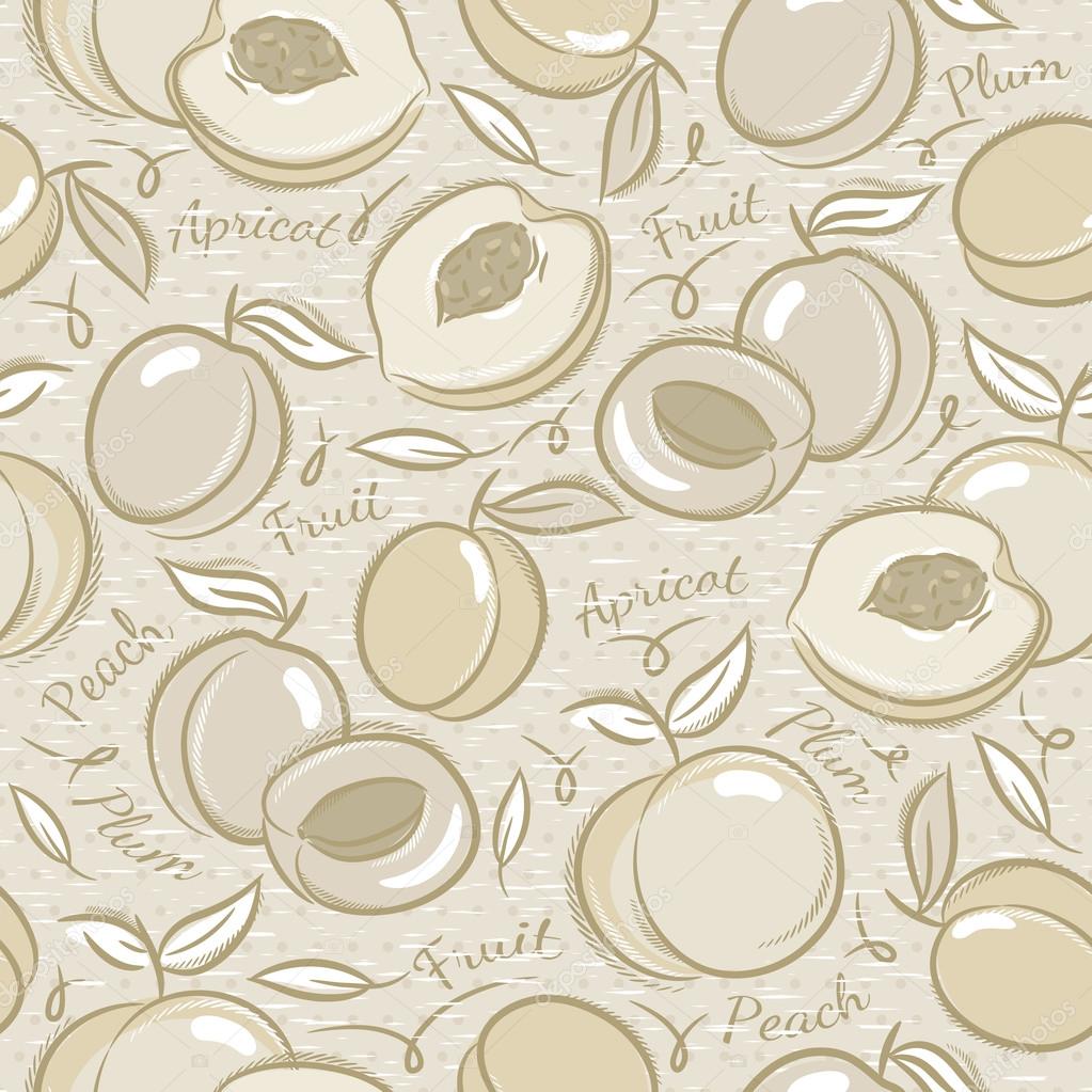 Background with apricot, plum and peach