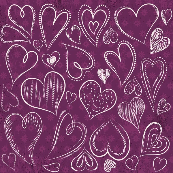 Dessin à la main valentines coeur, vecteur — Image vectorielle