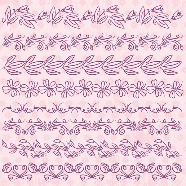 ピンクの背景に花とレース ペーパーのセット, ベクトル — ストックベクタ