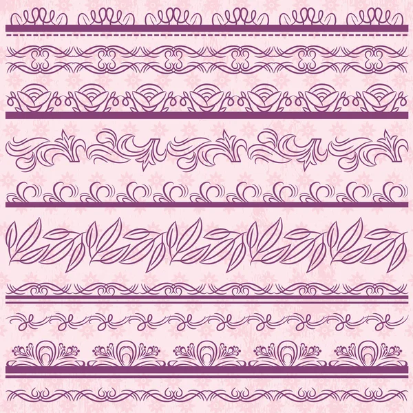 Set van kant papier met bloem over roze achtergrond — Stockvector