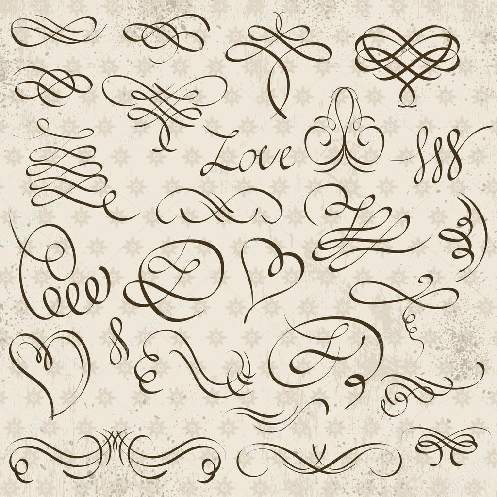 Calligraphy decorative borders, ornamental rules, dividers