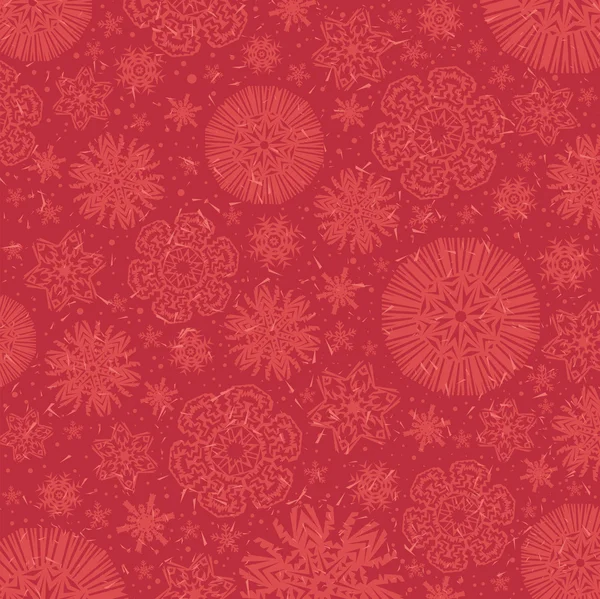 Fondo rojo con copos de nieve, vector — Vector de stock