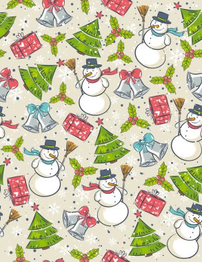 Sorunsuz arka plan christmas elemanları ile vektör