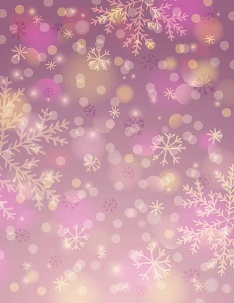 Pink background with snowflake and bokeh, vector — Stock Vector
