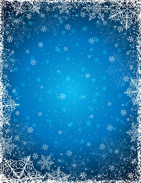 Fundo azul com quadro de flocos de neve, vetor — Vetor de Stock