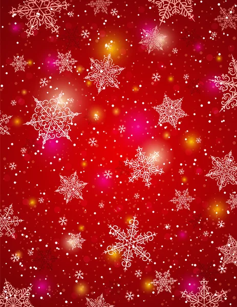 Röd bakgrund med snöflingor, vektor — Stock vektor