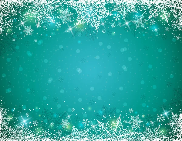 Green background with  frame of snowflakes,  vector — Stock Vector