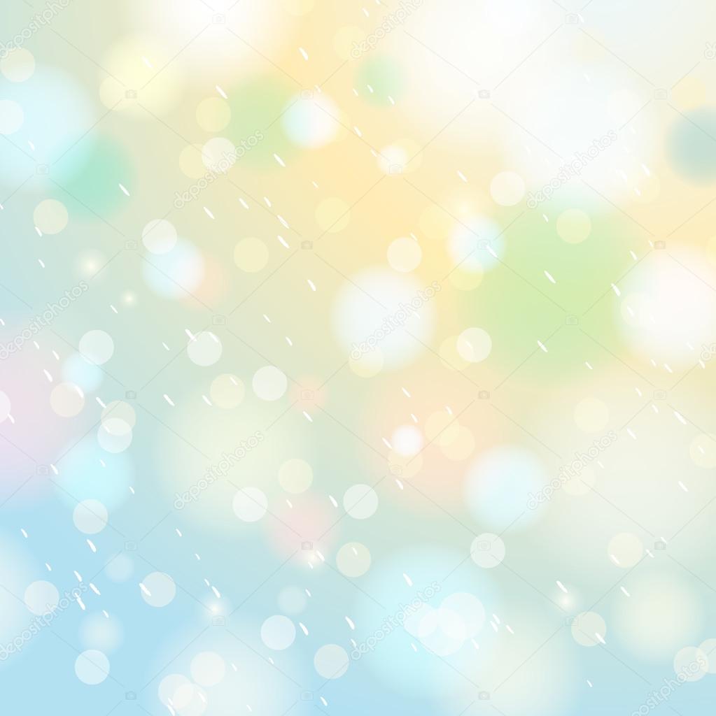 Bright shine background with bokeh and snowflakes, vector