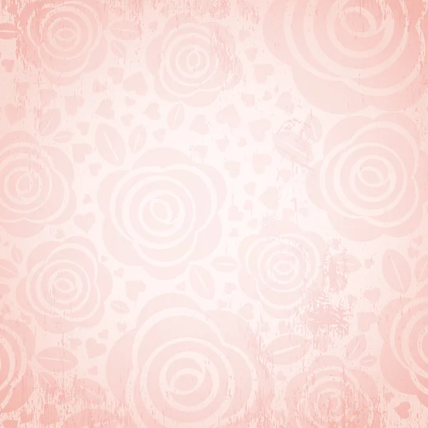 Fondo rosa con rosa y corazón, vector — Vector de stock