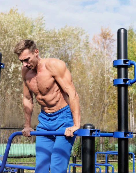 Deportista Mediana Edad Que Trabaja Gimnasio Aire Libre Estadio Haciendo — Foto de Stock