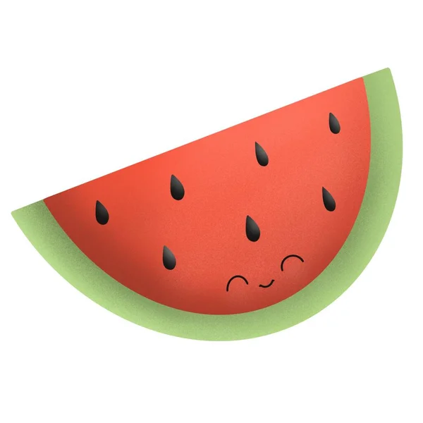 Smiling Watermelon Illustration Slice Watermelon Cartoon Character Fresh Fruits Hello — Stock Photo, Image