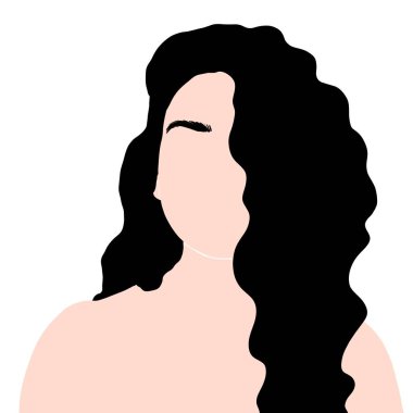 Uzun siyah saçlı genç bir kadın. Güzel bir esmerin portresi