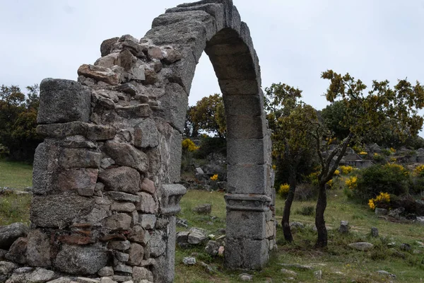 Transverse arch ruins of the Conejeras' church, near the Cogotas, at Avila, Spain