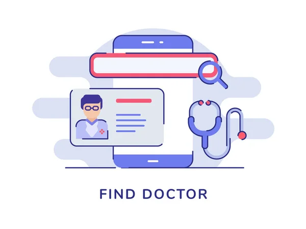 Orvosi koncepció nagyító orvos profil okostelefon fehér elszigetelt háttér lapos stílus — Stock Vector