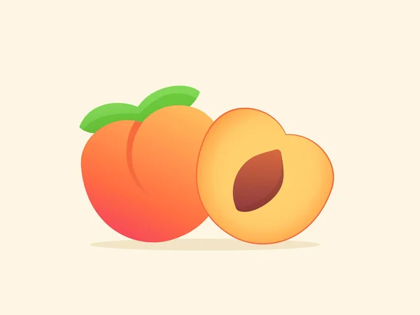 桃子片新鲜多汁维生素营养纤维白色分离背景，色泽扁平 — 图库矢量图片
