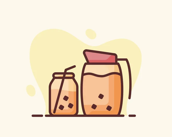 Café Cerveza Fría Jarra Vidrio Con Ilustración Diseño Vectores Estilo — Vector de stock