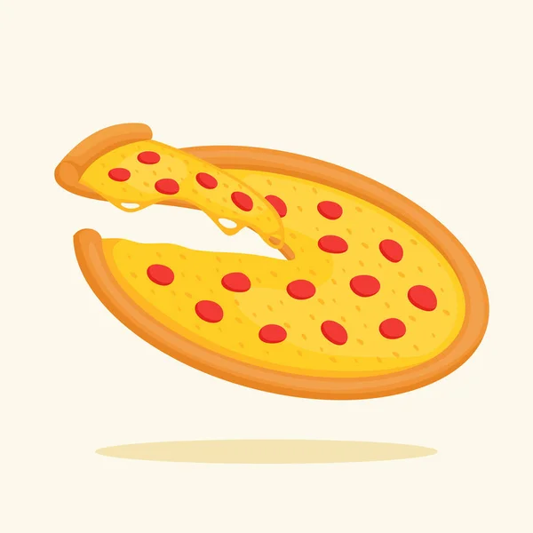 Pizza Vágott Egész Ebéd Vacsora Menü Olasz Étterem Fehér Elszigetelt — Stock Vector