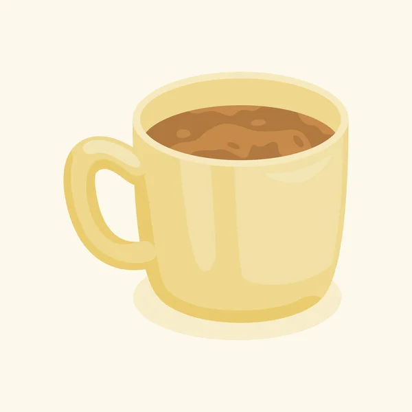 Café Cappuccino Tasse Céramique Tasse Fond Isolé Blanc Avec Illustration — Image vectorielle