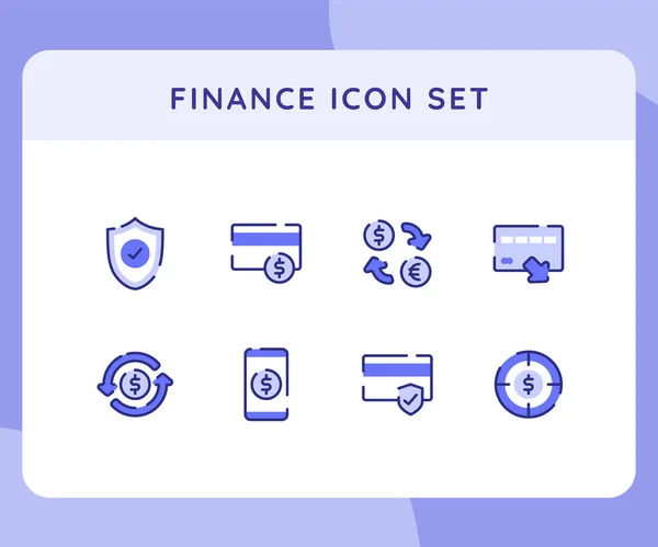 Financiën Icoon Pictogrammen Set Collectie Collecties Pakket Schild Uitwisseling Valuta — Stockvector